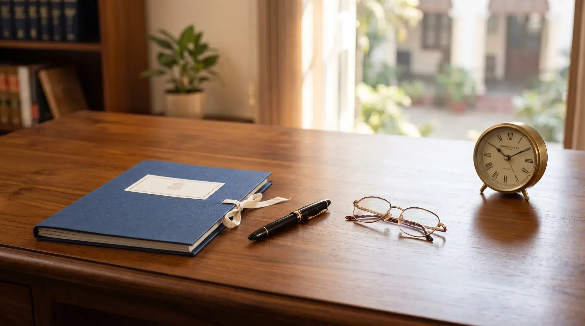 A calm, uncluttered advocate's desk — the clarity behind NyayX's transparent pricing